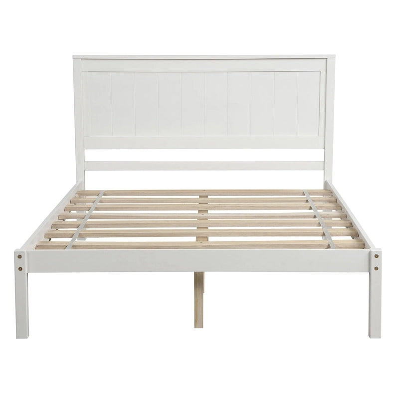 Cadre de lit plateforme en pin blanc avec tête de lit - Conception de rangement peu encombrante