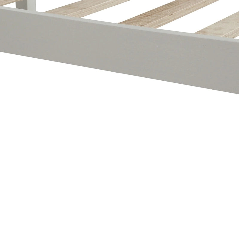 Cadre de lit plateforme en pin blanc avec tête de lit - Conception de rangement peu encombrante