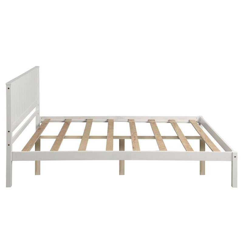 Cadre de lit plateforme en pin blanc avec tête de lit - Conception de rangement peu encombrante