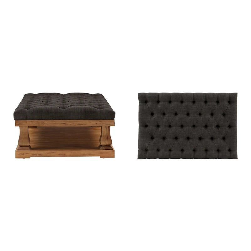 Ottoman rectangulaire en lin Baluster