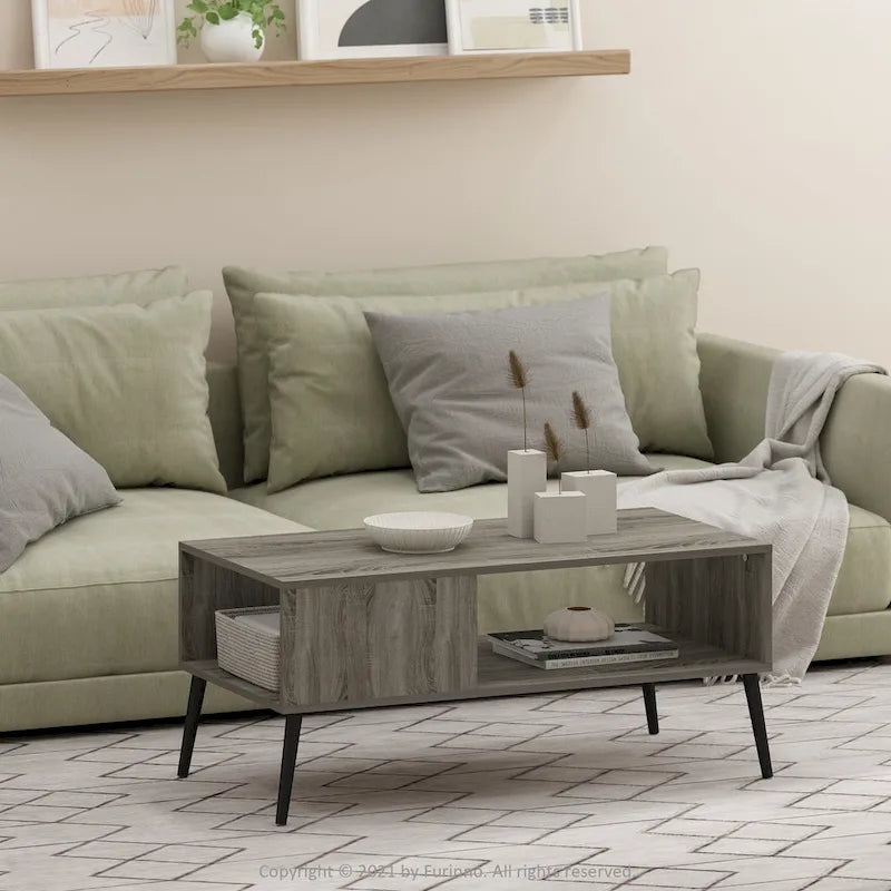 Table basse de style Mid-Century avec pieds en bois