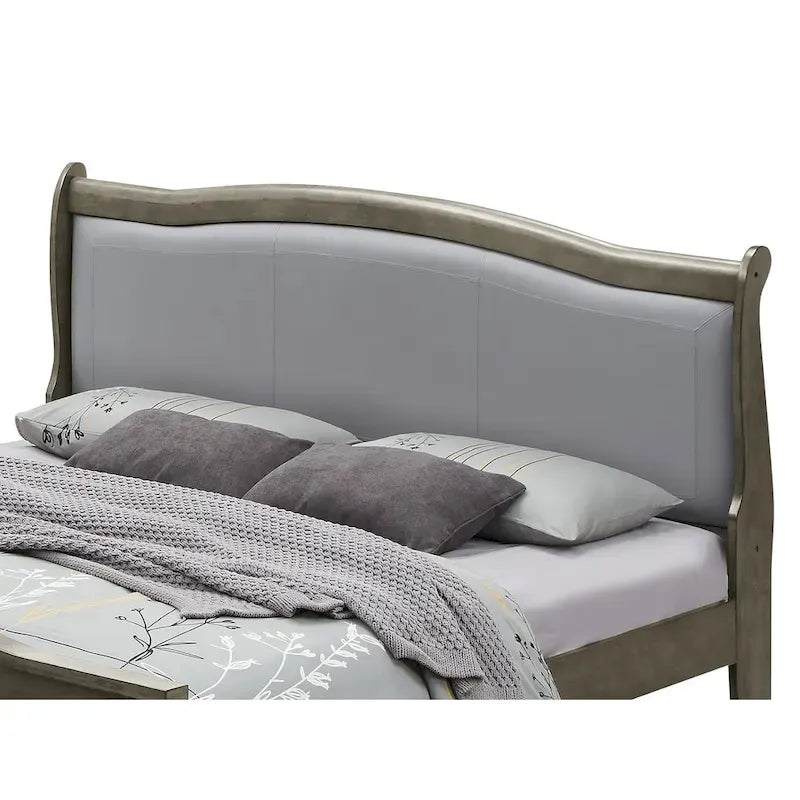 Lit King rembourré en bois avec panneau