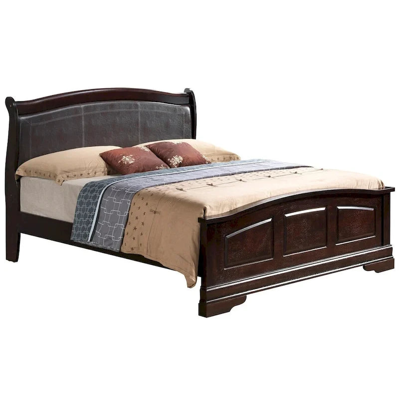 Lit King rembourré en bois avec panneau
