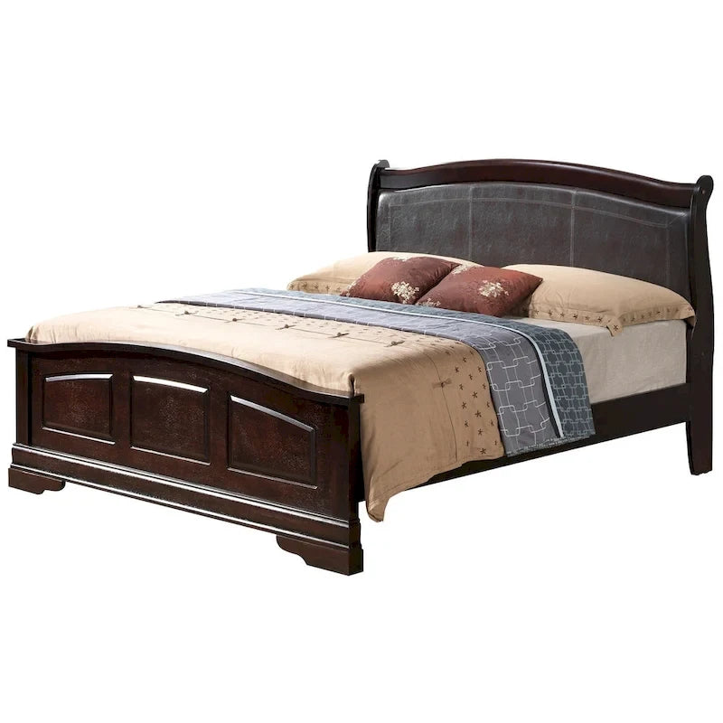 Lit King rembourré en bois avec panneau