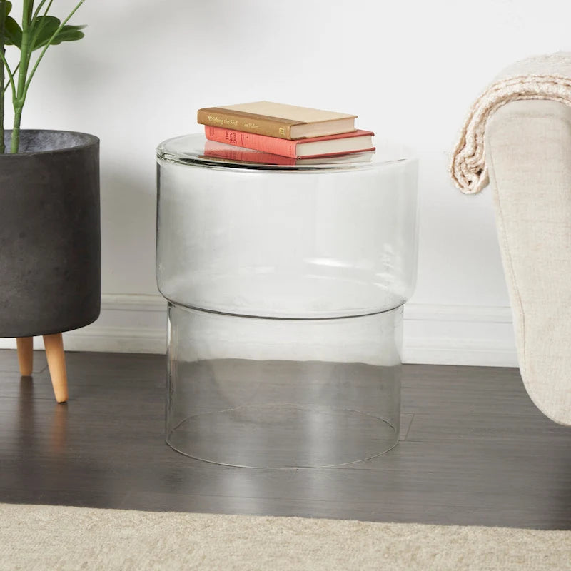 Table d'appoint moderne en verre – transparente ou rouge