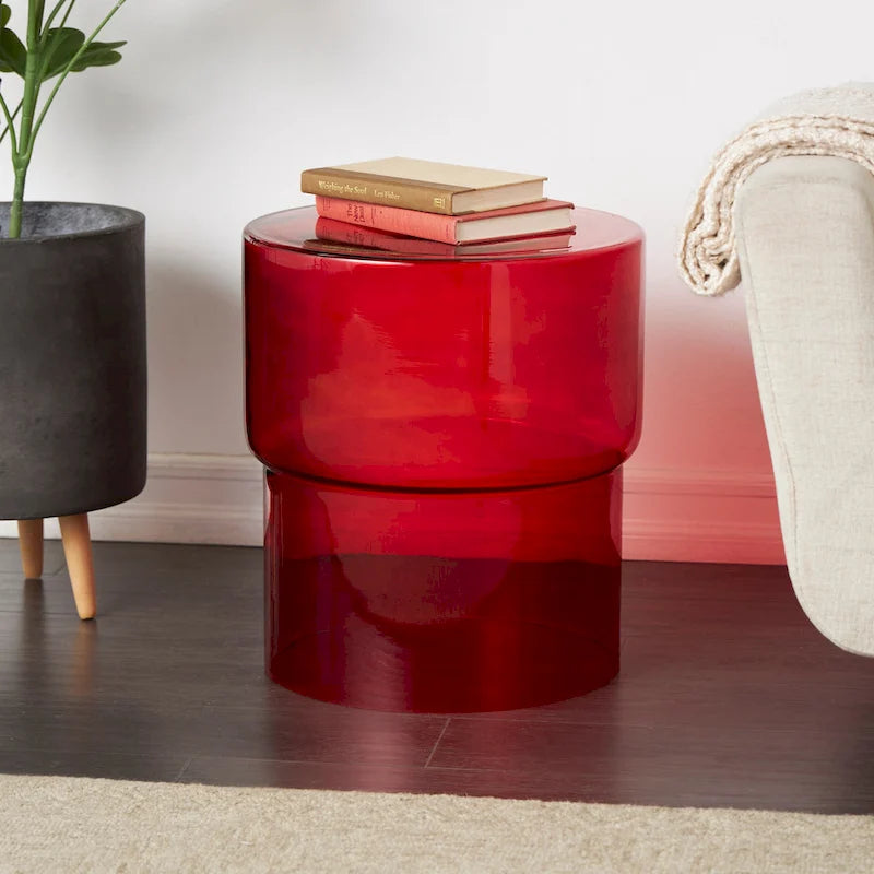 Table d'appoint moderne en verre – transparente ou rouge