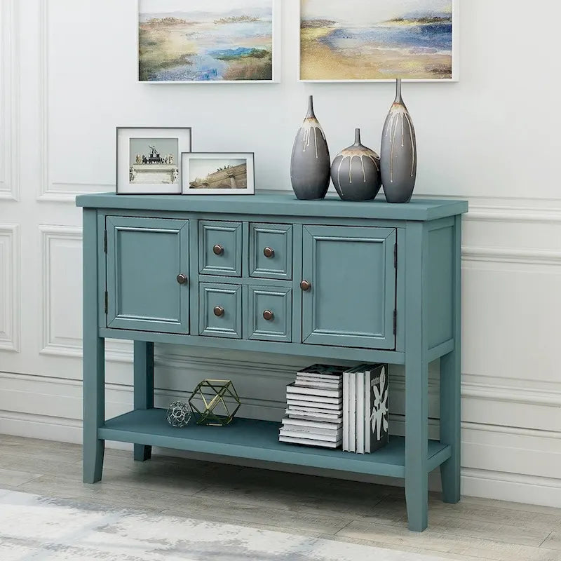 Buffet commode de style rétro en bois avec étagère inférieure, facile à assembler, pour salon, cuisine, entrée