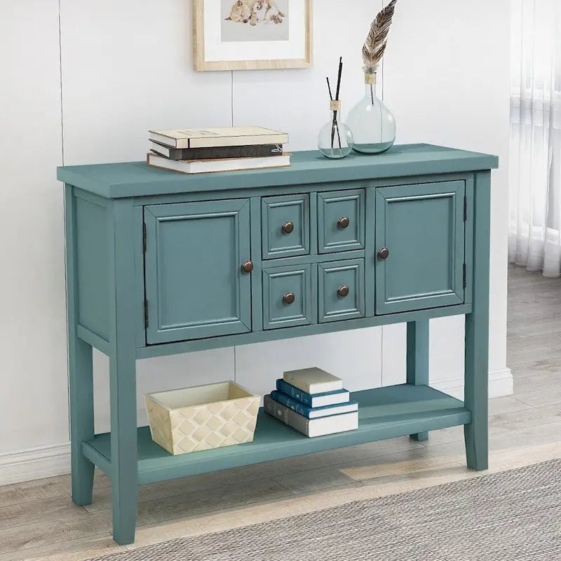 Buffet commode de style rétro en bois avec étagère inférieure, facile à assembler, pour salon, cuisine, entrée