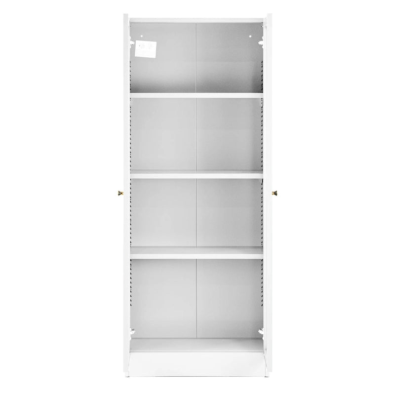 Meuble bas métallique blanc à portes françaises de 59 pouces