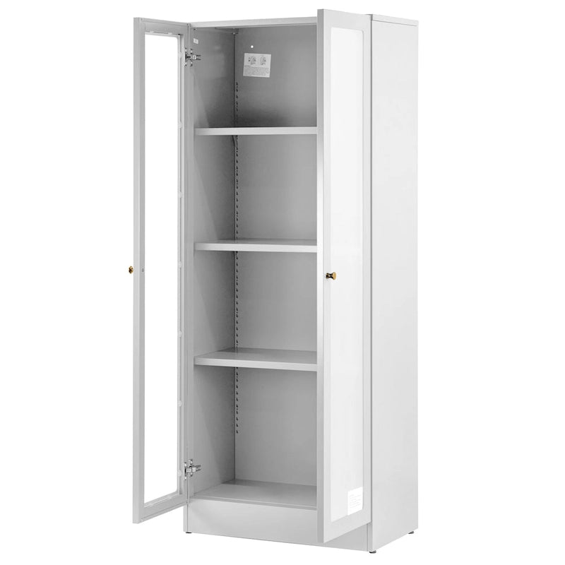 Meuble bas métallique blanc à portes françaises de 59 pouces
