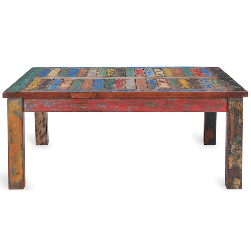 Table Basse Carrée en Teck Chic fabriquée à partir de Bateaux en Bois de Teck Recyclé