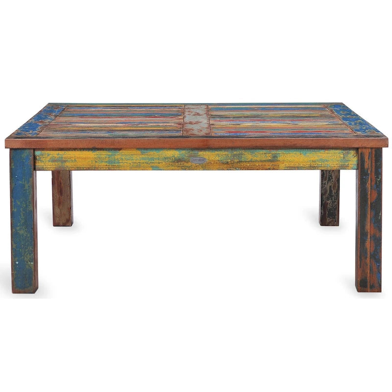 Table Basse Carrée en Teck Chic fabriquée à partir de Bateaux en Bois de Teck Recyclé