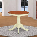 East West Furniture Eden Dining Table - a Round Wooden Table Top with Pedestal Base, Buttermilk & Cherry