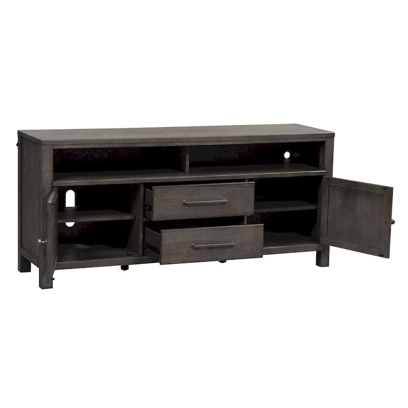 Meuble TV en Charbon Foncé Vieilli Style Ferme Moderne de 167,6 cm