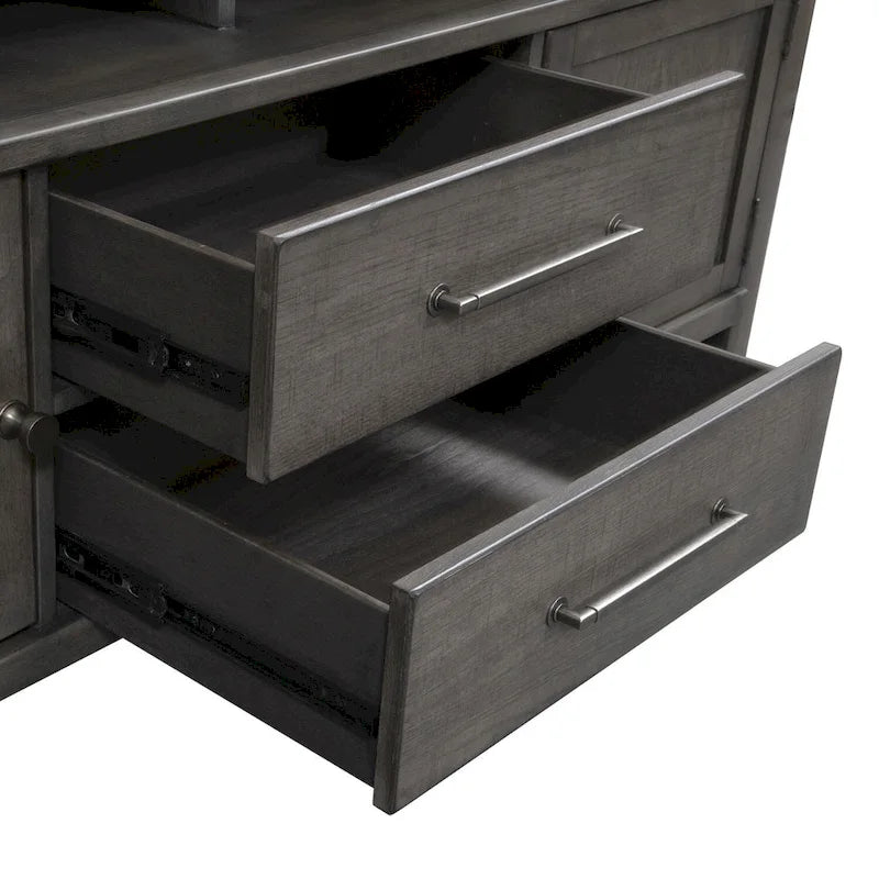Meuble TV en Charbon Foncé Vieilli Style Ferme Moderne de 167,6 cm
