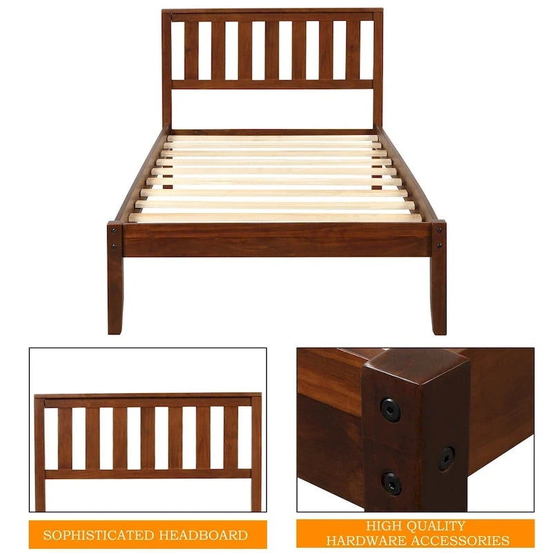 Lit plateforme en bois avec tête de lit/sommier à lattes