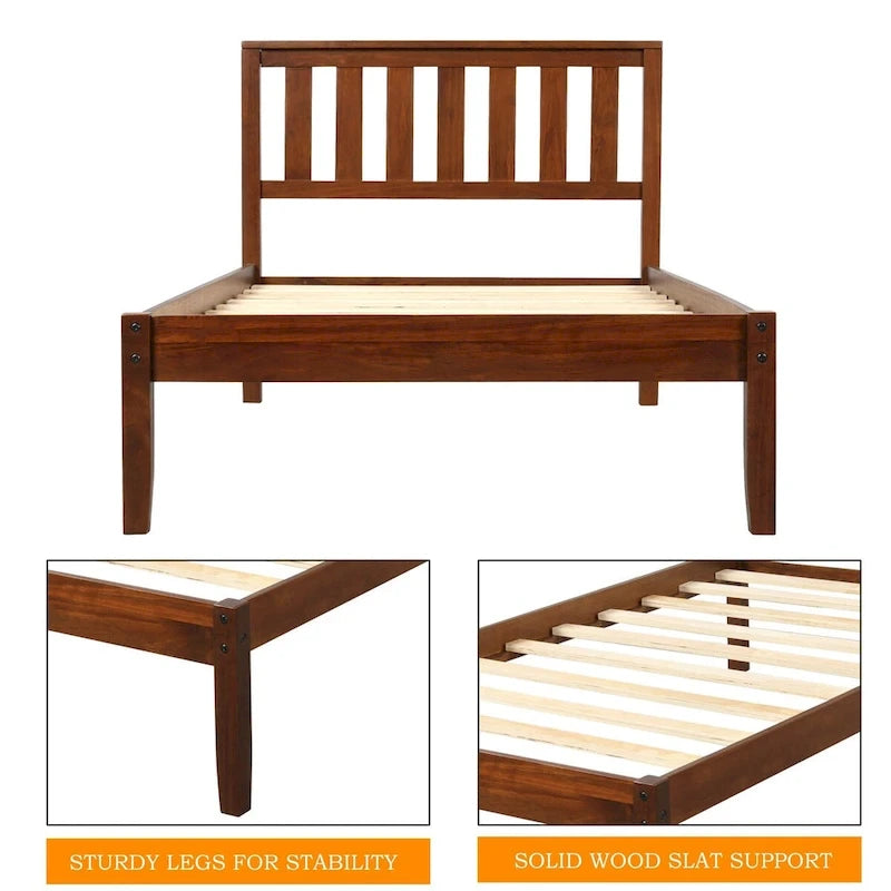 Lit plateforme en bois avec tête de lit/sommier à lattes