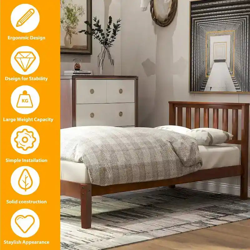 Lit plateforme en bois avec tête de lit/sommier à lattes