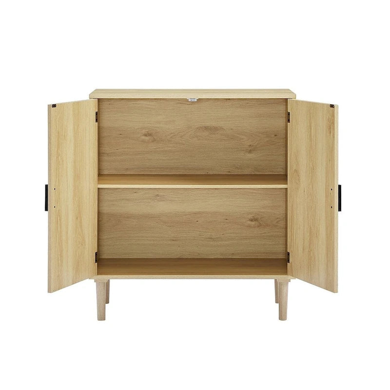 Meuble de rangement rustique avec 2 portes en rotin