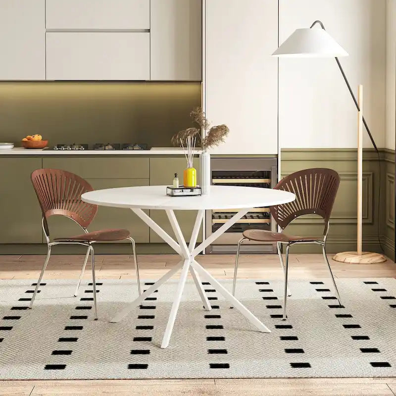 47.24 Modern Cross Leg Round Dining Table