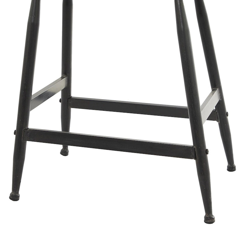 Tabouret de comptoir en métal avec plateau en bois marron - Noir